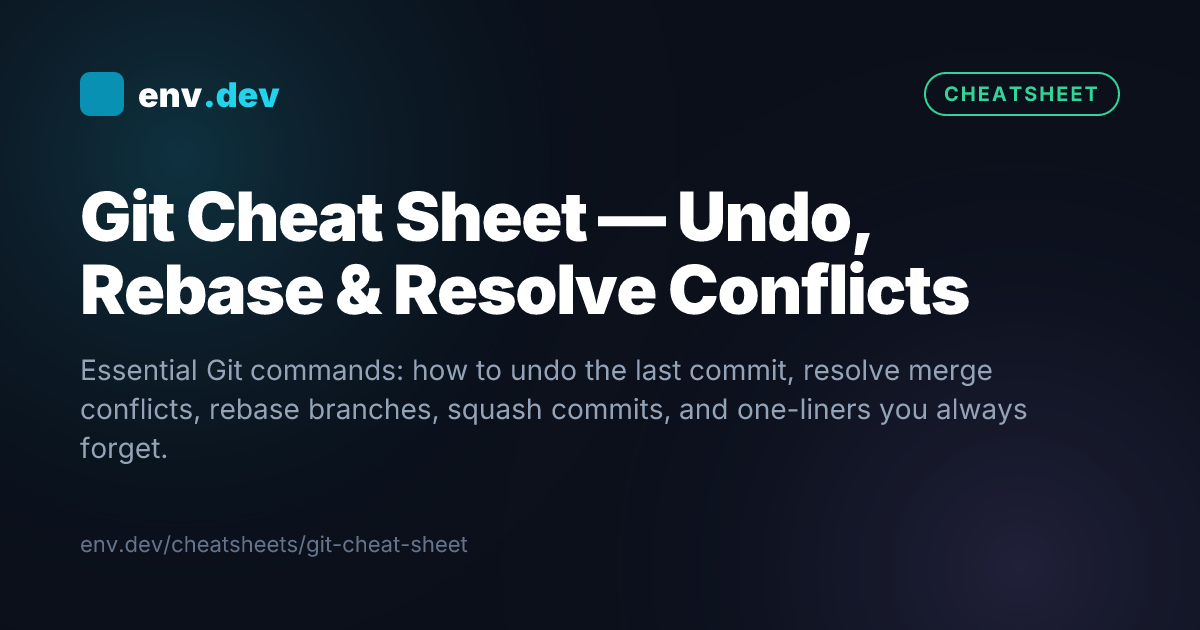 Git Cheat Sheet — Undo, Rebase & Resolve Conflicts — env.dev
