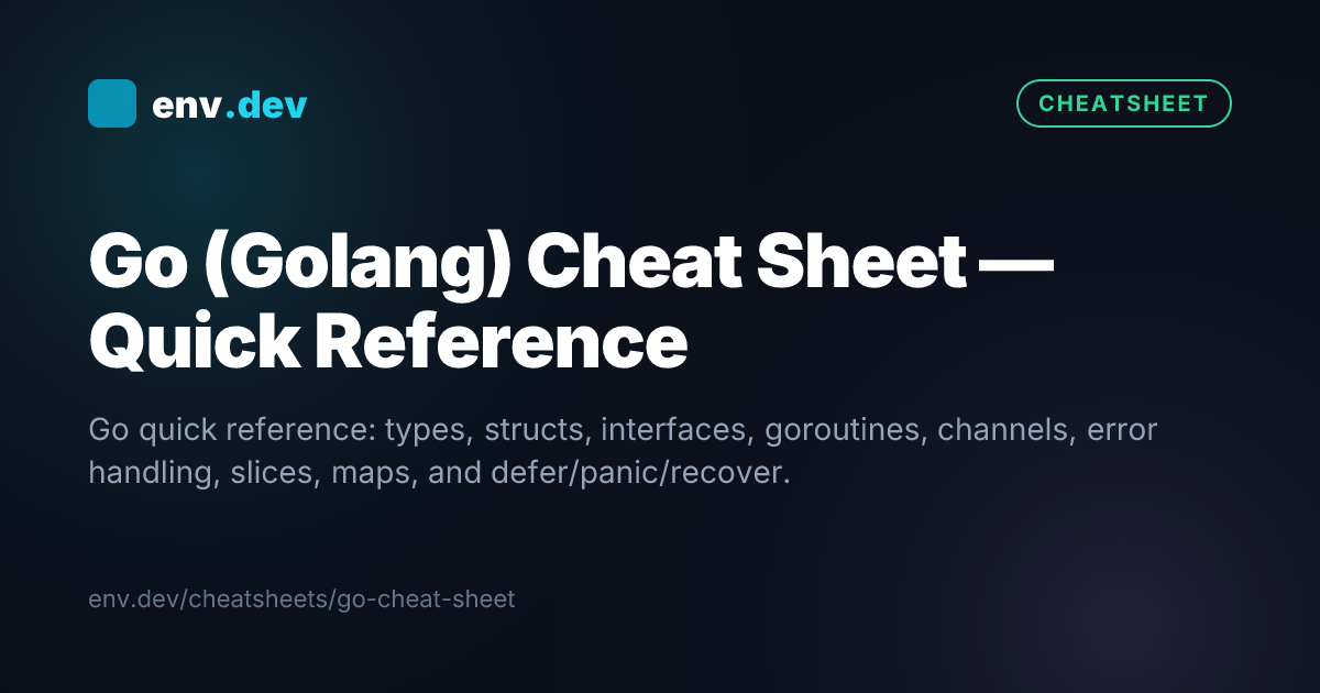 Go (Golang) Cheat Sheet — Quick Reference — env.dev