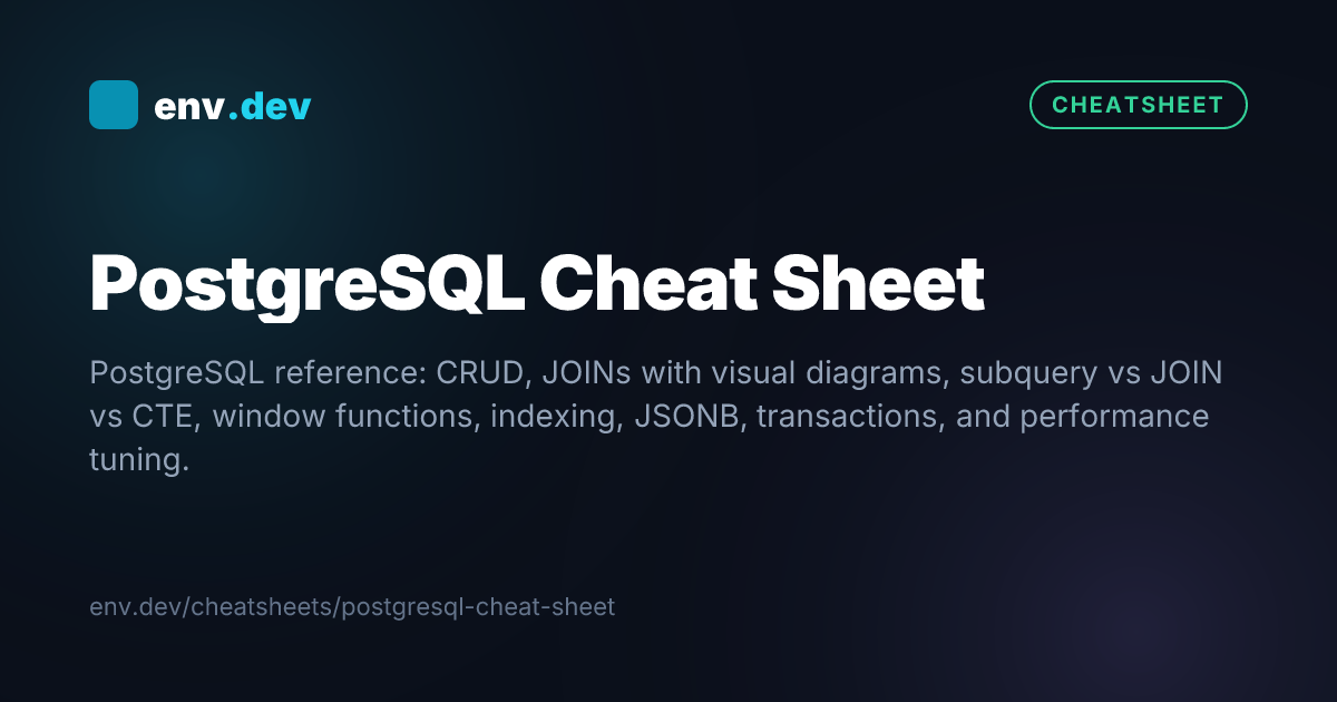 Sql Cheat Code For Postgresql Database PostgreSQL Cheat Sheet — env.dev