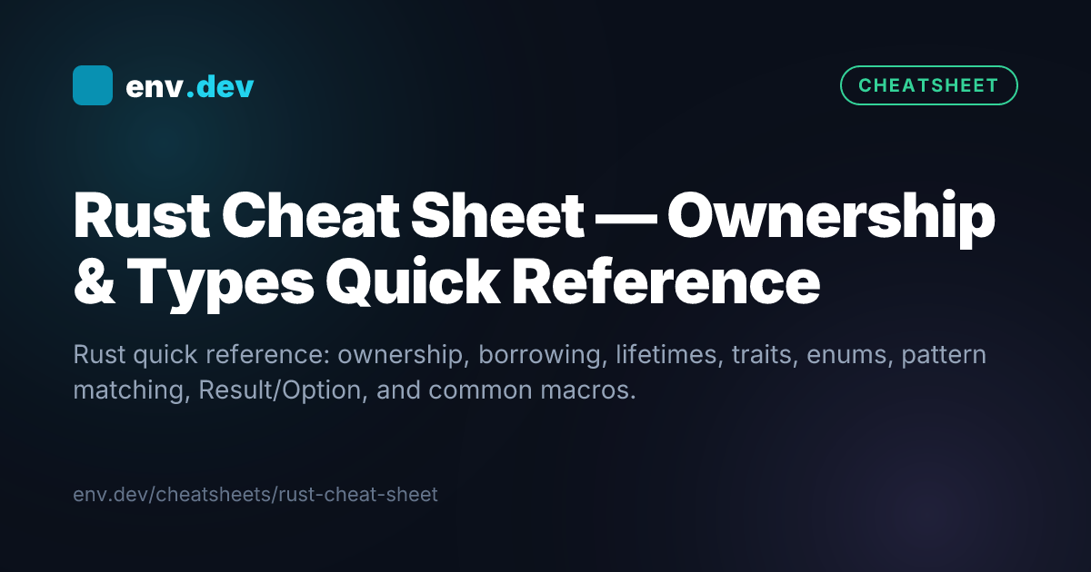 Rust Cheat Sheet — Ownership & Types Quick Reference — env.dev