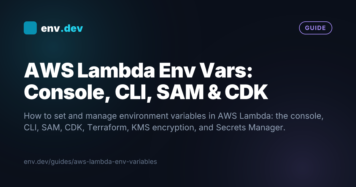 AWS Lambda Env Vars: Console, CLI, SAM & CDK — env.dev