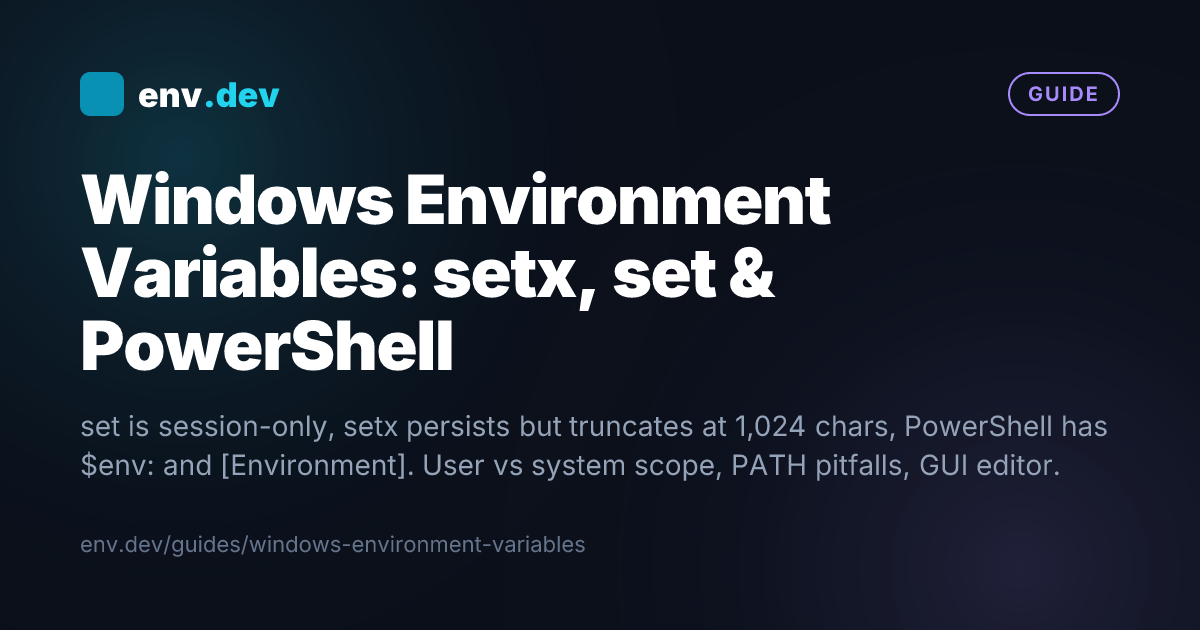 Windows Environment Variables: setx, set & PowerShell — env.dev