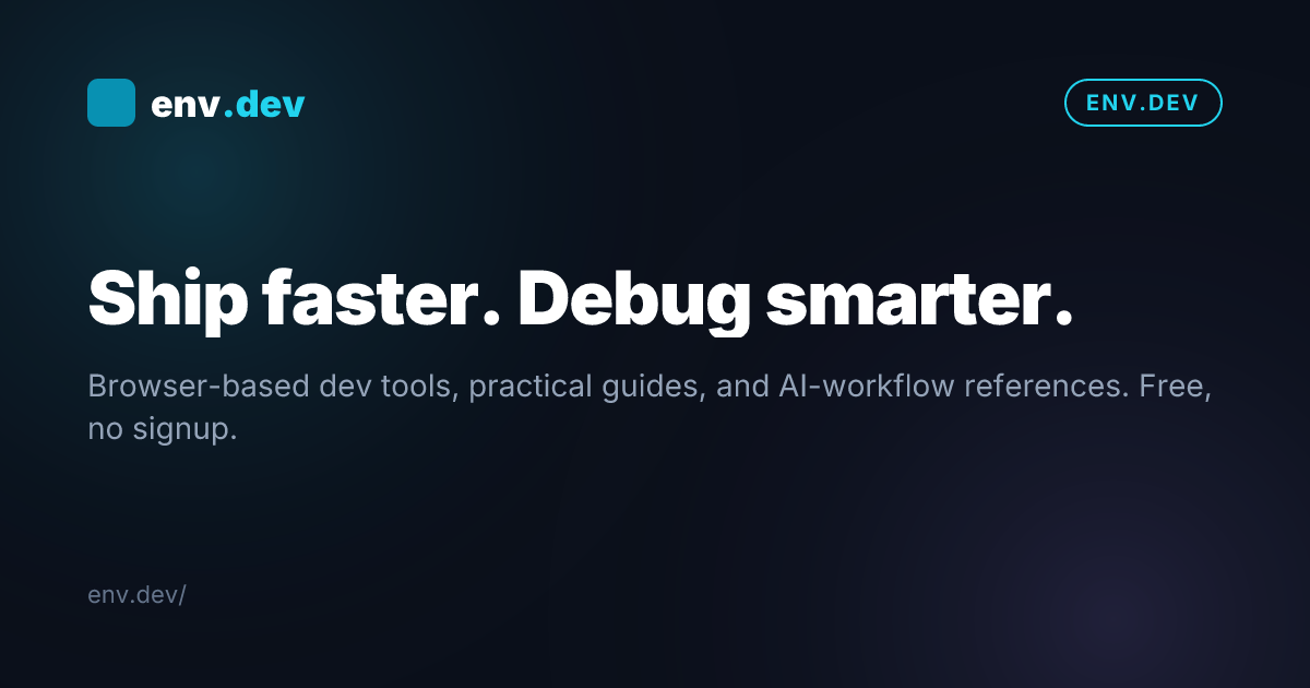 env.dev — Environment Variables, Dev Tools & Guides