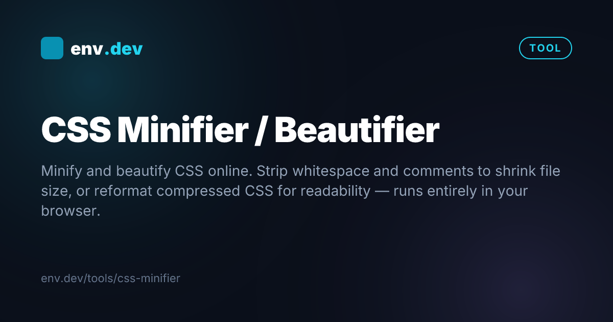 Css Minifier CSS Minifier / Beautifier Online — Free | env.dev