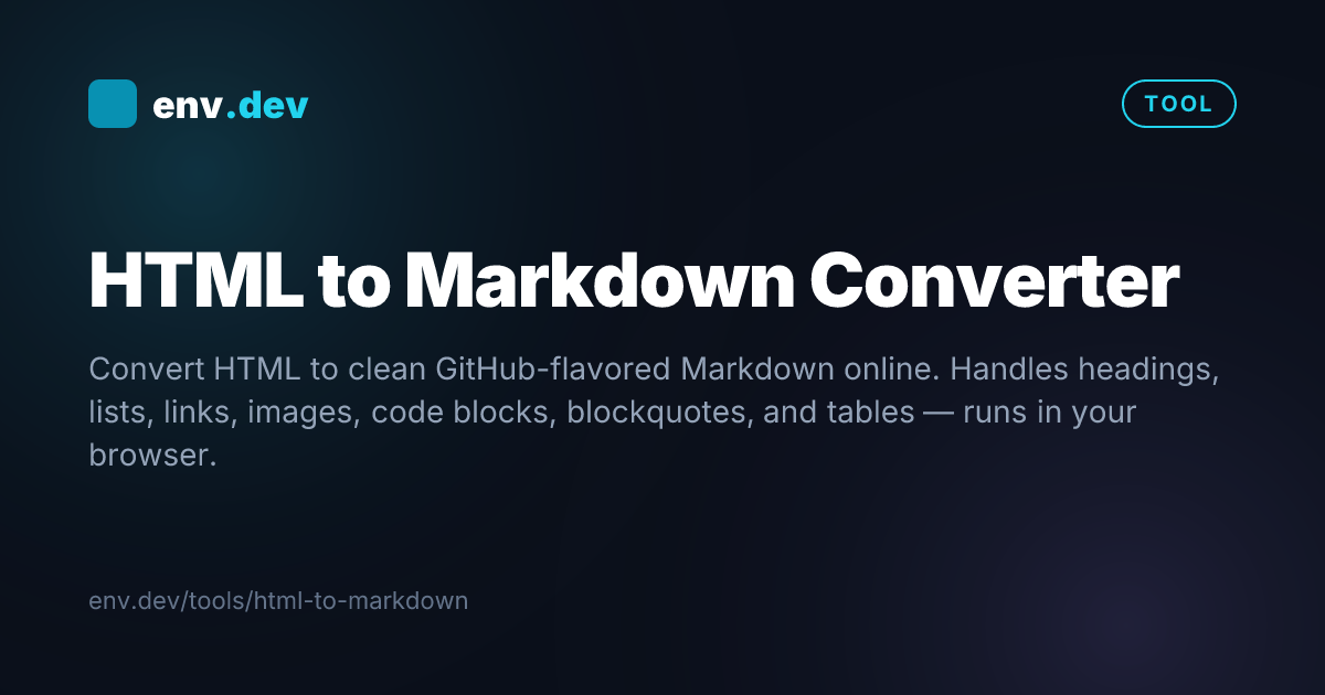 HTML to Markdown Converter Online — Free | env.dev
