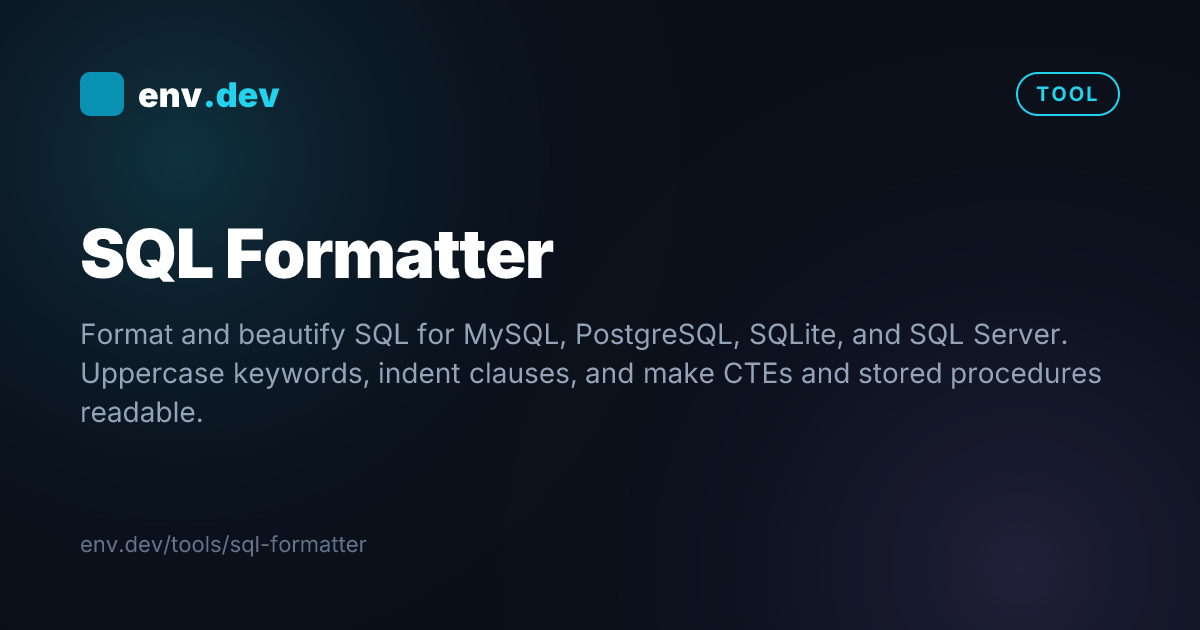 SQL Formatter Online — Free | env.dev